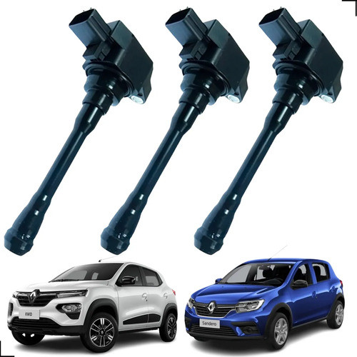 Imagem Kit 3 Bobina Ignição Kwid Logan Sandero 1.0 3 Cilindros