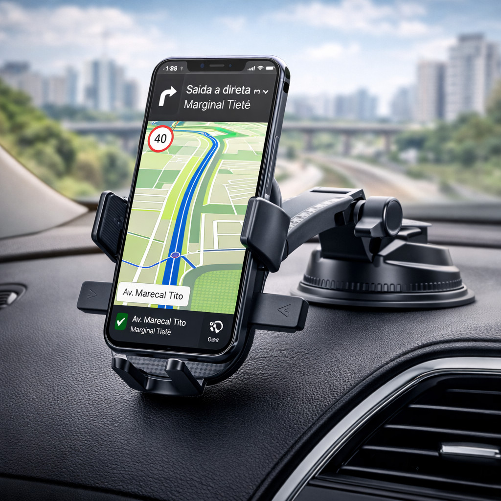 Suporte Universal para Celular Base Ventosa Ajustável Para Painel Vidro Celular 3.5 a 7 Polegadas LE-093