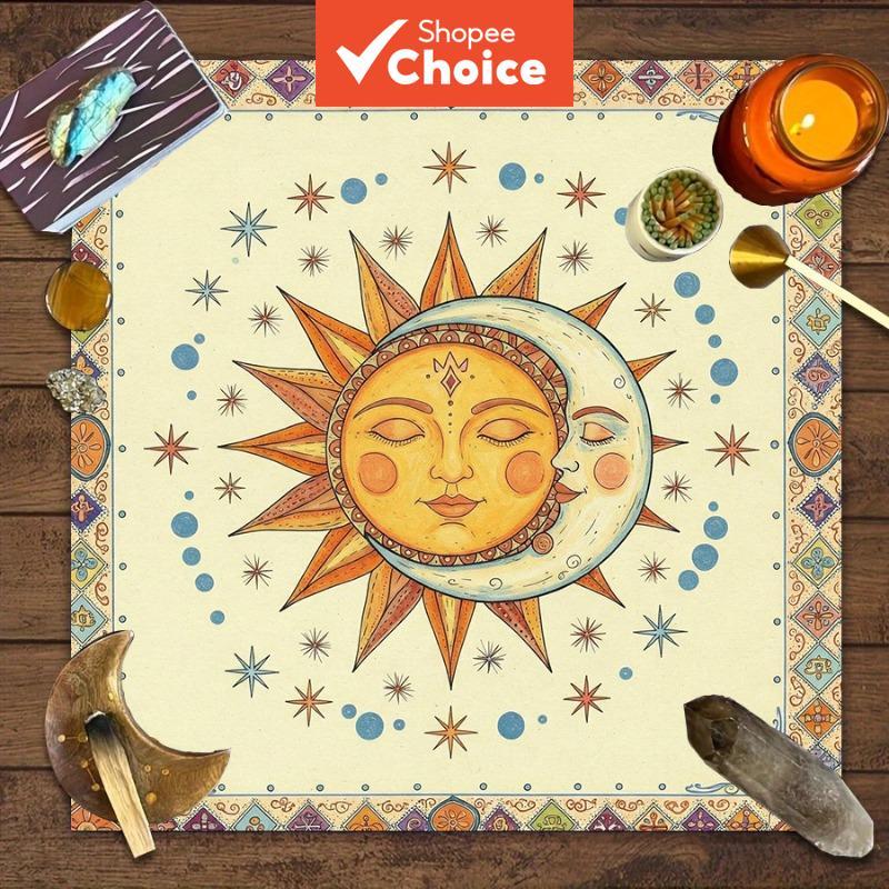 1PC Toalha de Altar de Tarô Místico com Design de Sol e Lua para Ocasiões Mágicas Festivas em Oferta na Shopee
