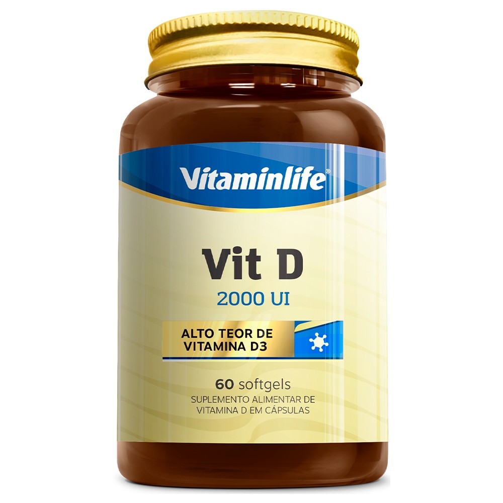 Vitamina D 2000Ui Vit D - 60 Cápsulas Softgels - Vitaminlife Suplemento Alimentar