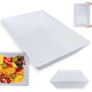 Tigela de 35 Cm Retangular Funda para Buffet Restaurante Profissional Melamina Premium Branca em Oferta na Shopee