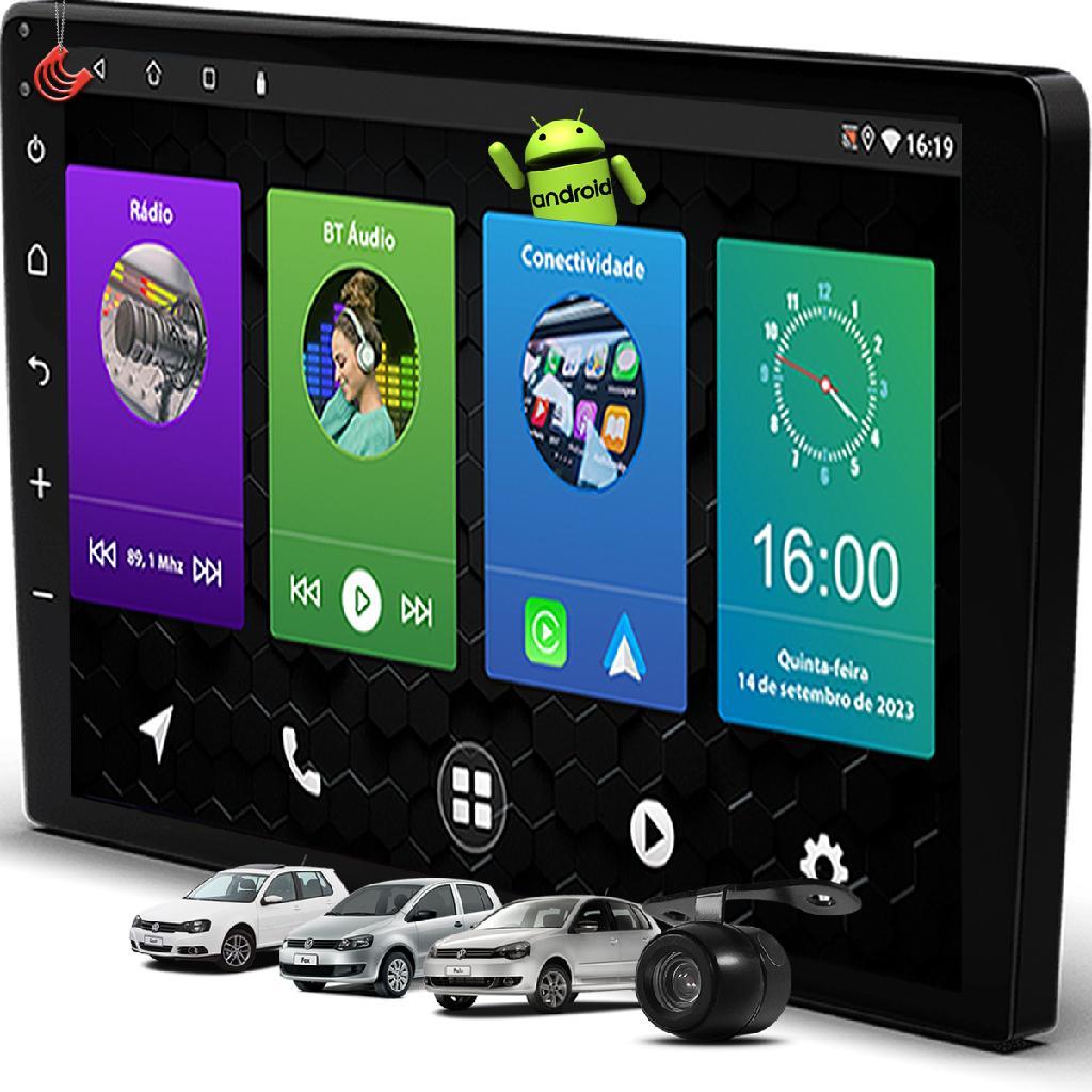 Multimidia 10 polegadas Android Golf Polo Fox Bora Central Com Moldura e Camera AndroidAuto CarPlay