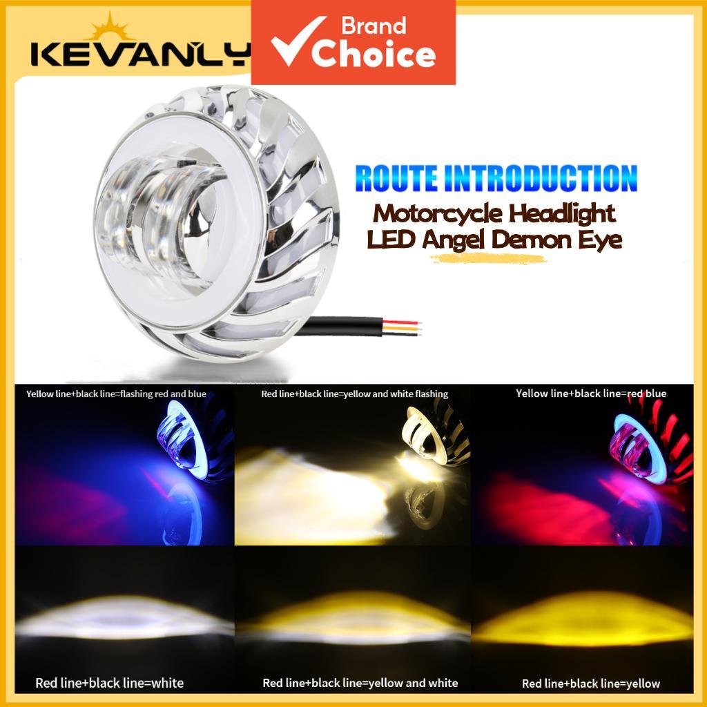 KEVANLY Motocicleta LED Angel Demon Eye Spotlight Lente Do Projetor Hi/Lo Strobe DRL 12V