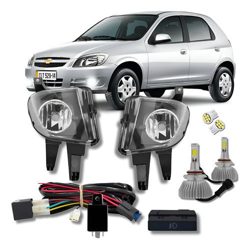Kit Farol Milha Celta Prisma 2012 2013 2014 Botão Orig + Led em Oferta na Shopee