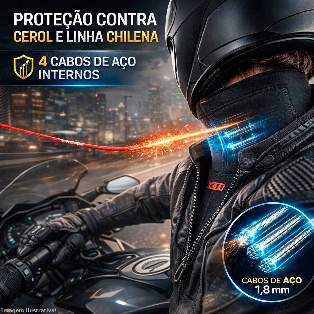 Protetor de Pescoço X11 Neoprene Preto Linha Motociclista Esportivo Anticerol — imagem 2 de 2