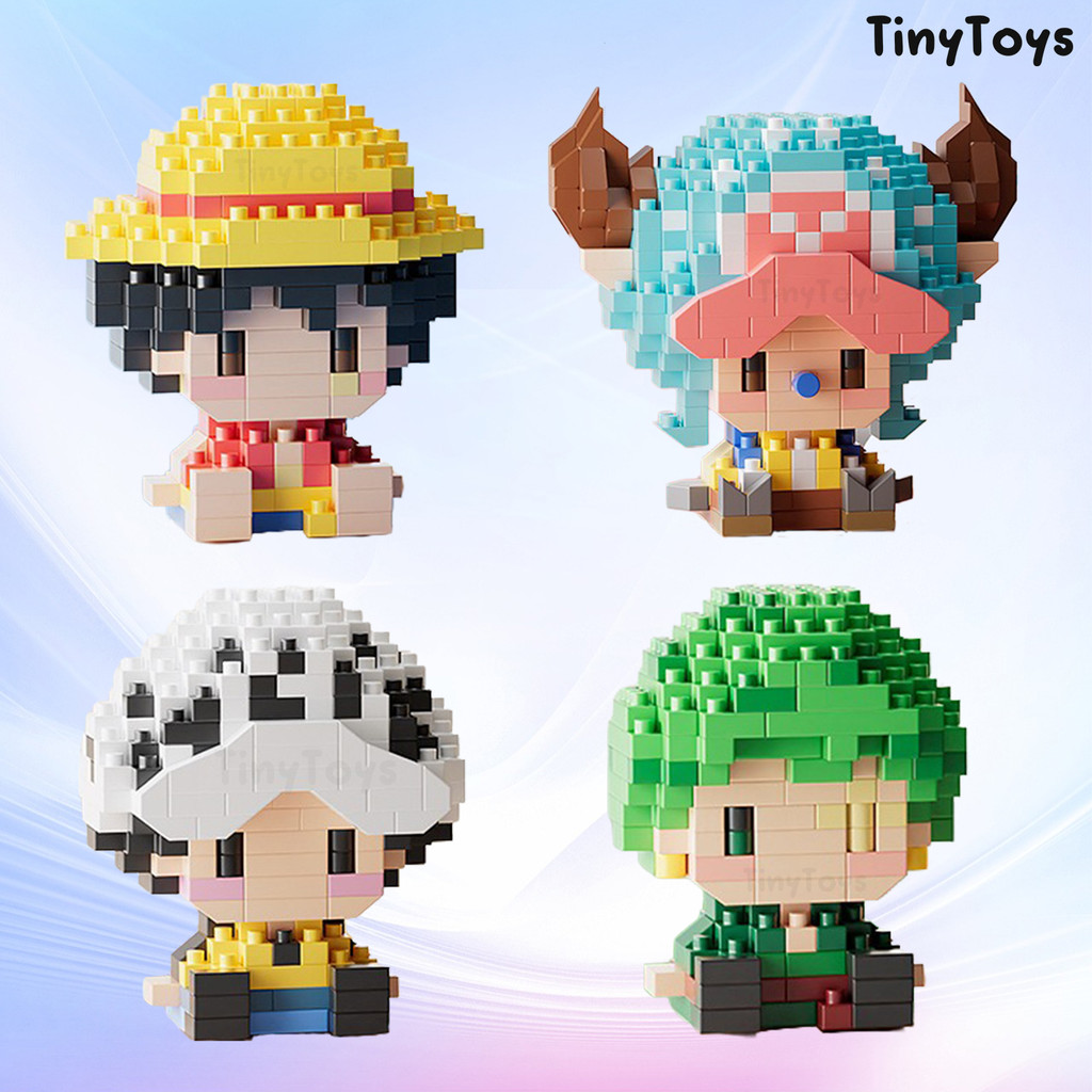 Kit Mini Blocos One Piece Personagens Luffy Zoro Nami Chopper Anime Brinquedo Colecionável