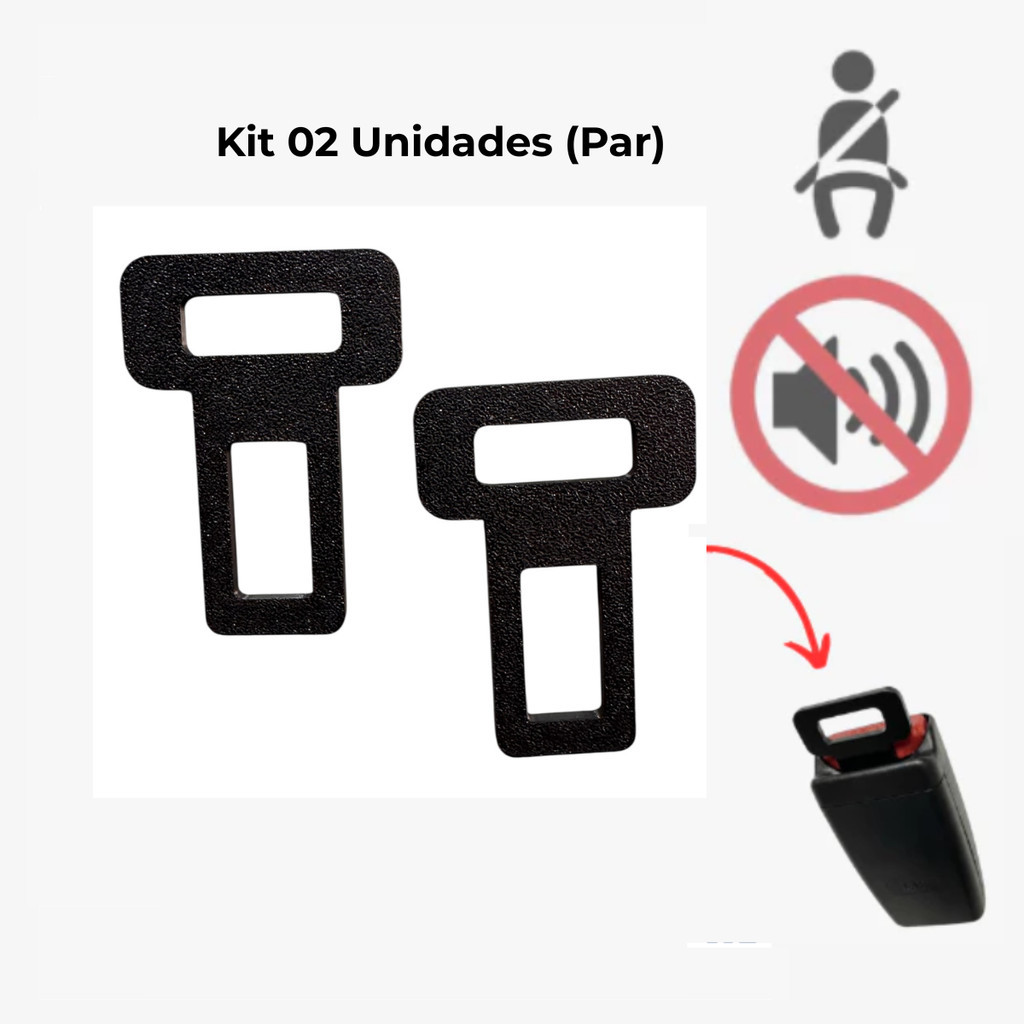 Par de Fivela Lingueta Clip Anti Bip Cinto Segurança Trava Alarme Barulho Som Universal Todos Carros