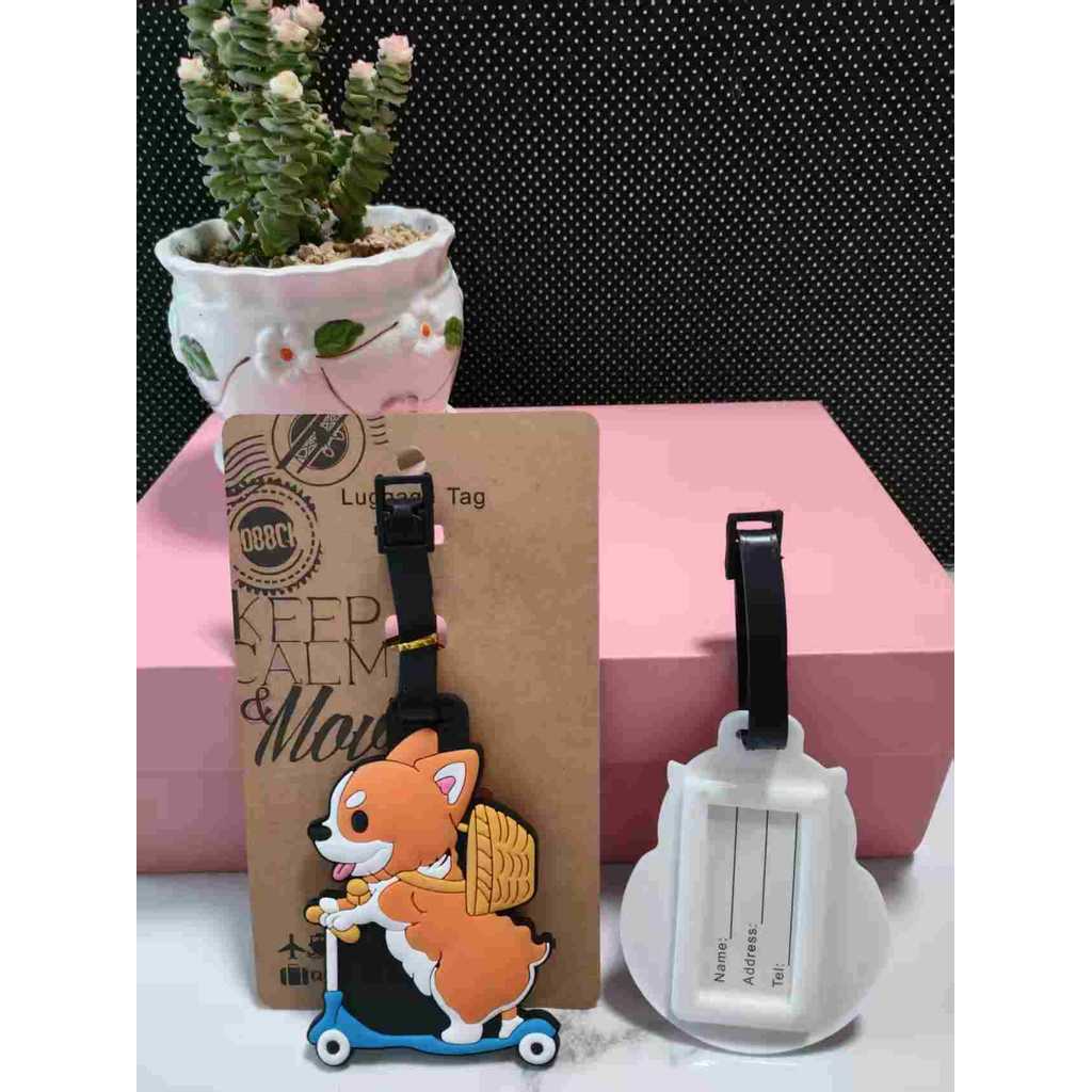 Etiqueta de bagagem fofa indispensável para viagem, etiqueta de bagagem para cachorro Shiba Inu 5HNC