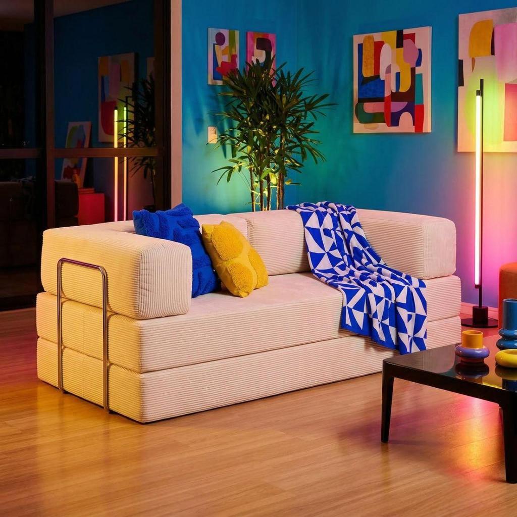 Imagem Sofá Cama Flowin Modular Cotelê Retrátil para Sala Moderna Premium