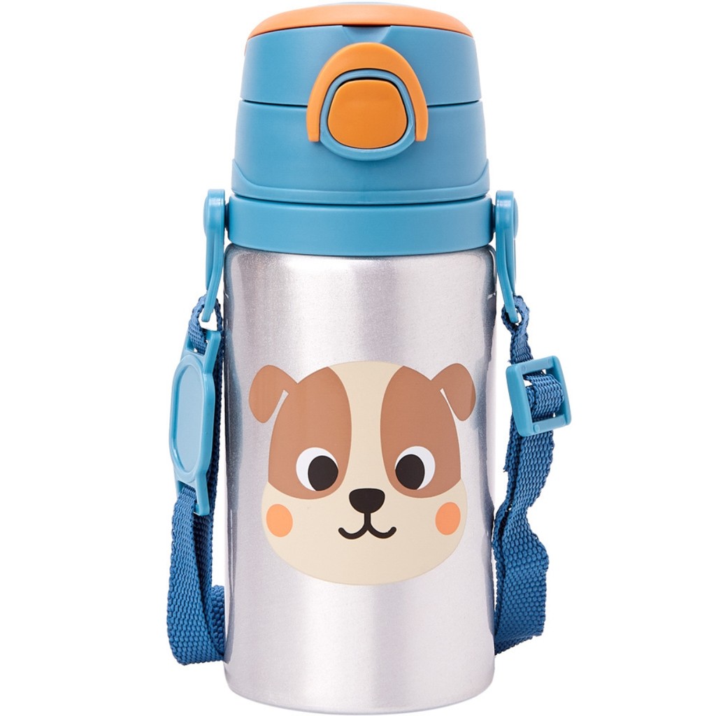 Garrafa De Alumínio Com Canudo De Silicone 22171 Cachorro Zoo - Buba