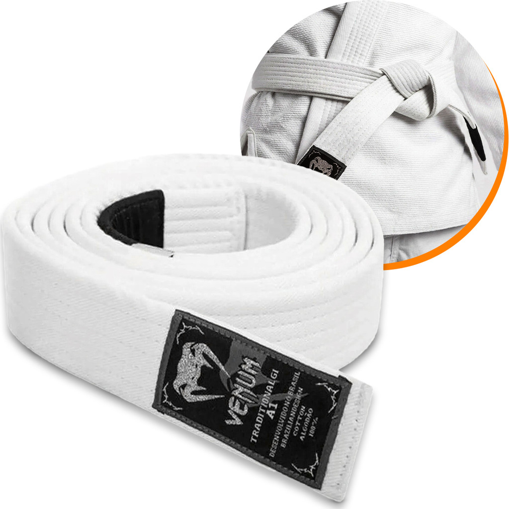 Faixa Venum Jiu Jitsu BJJ Branca A1 Adulto Kimono Belt Original Graduação Resistente Algodão Treino