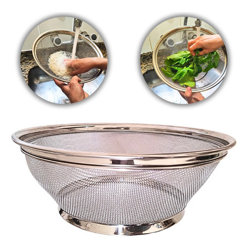 Escorredor De Alimentos 25cm Macarrão Arroz Inox Multiuso Cozinha