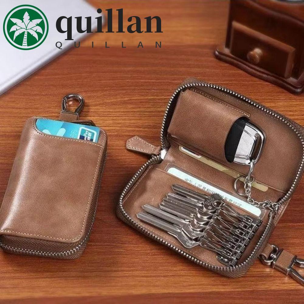 Bolsa Organizadora De Chaves QUILLAN , Carteira Retrô De Chave De Carro Fashion , De Armazenamento Com Zíper De Grande C