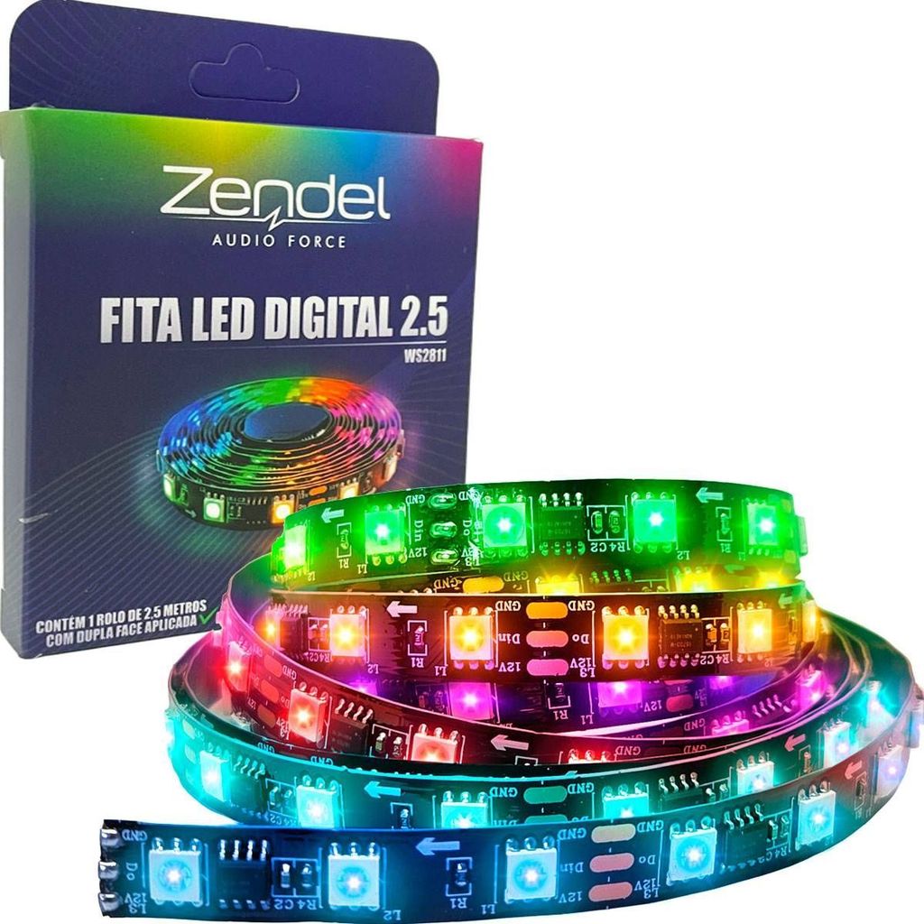 Fita LED Digital WS2811 12V RGB 150 Leds 2,5m Zendel ZD-FL-2.5