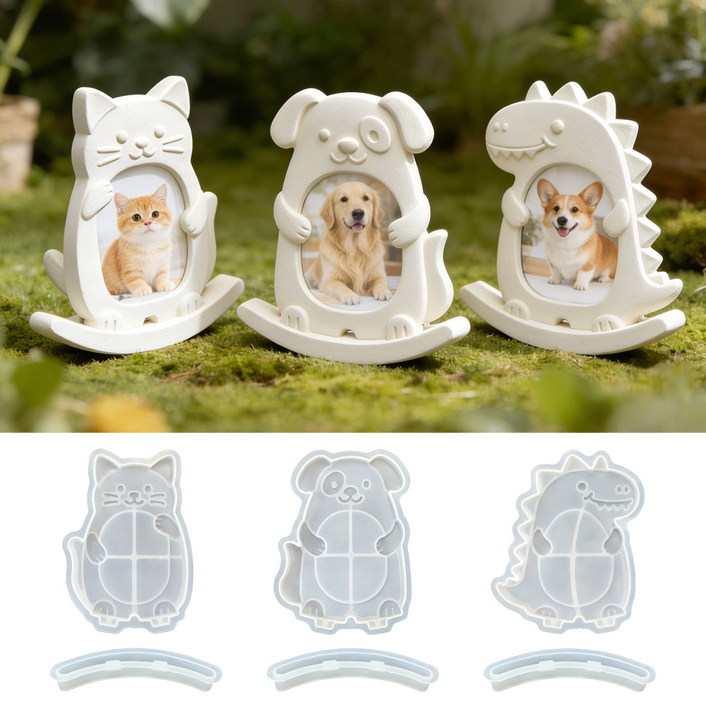 Animal Dos Desenhos Animados Moldura De Silicone Molde DIY Gato Cão Lagarto Pet Resina Decoração Para Casa Acessórios De
