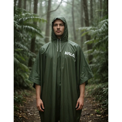 Poncho Capa Chuva Impermeável Araguaia Capuz Pvc Verde Militar Unico Lisa  Kala