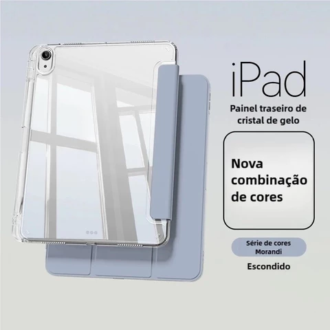 Capa Transparente iPad com Porta-Caneta e Suporte – 7ª a 11ª / Air / Pro