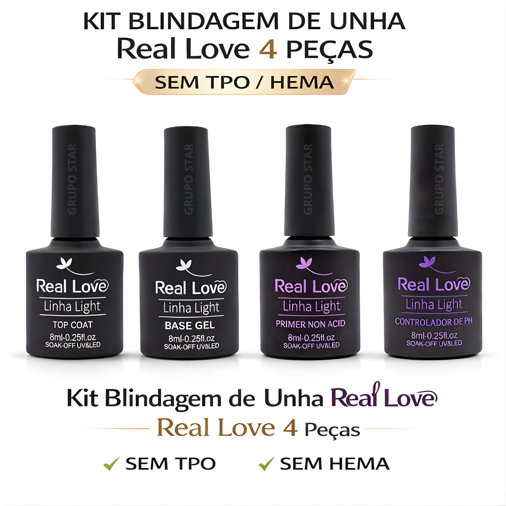 kit Blindagem de Unha 4 Peças - Real Love