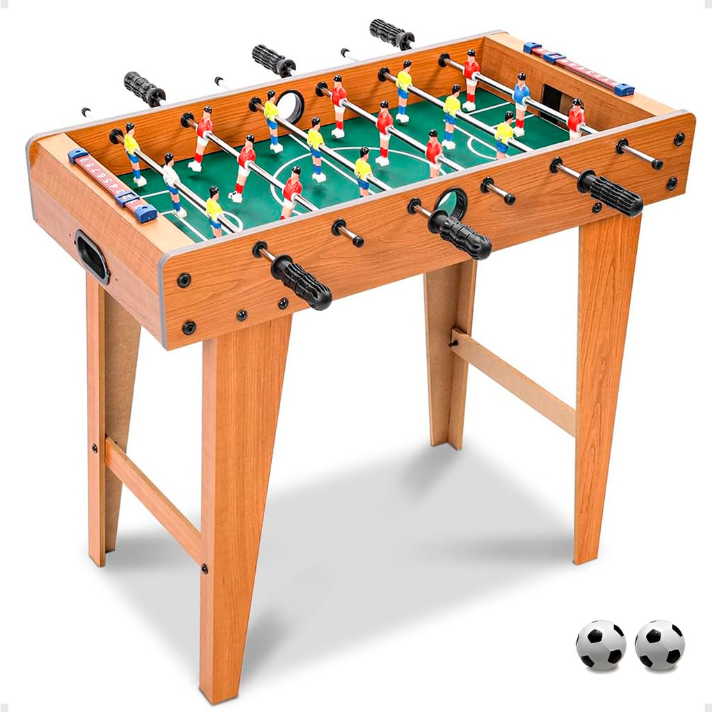 Mesa Pebolim Infantil Mini Madeira Com Pés Alto Marcador Brinquedo Grande Portátil