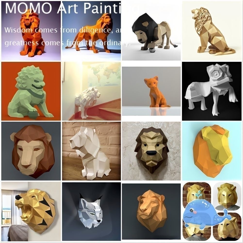 MO K2 modelo de papel criativo leão modelo casa parede pendurado decoração artesanal Origami DIY modelo brinquedo criati