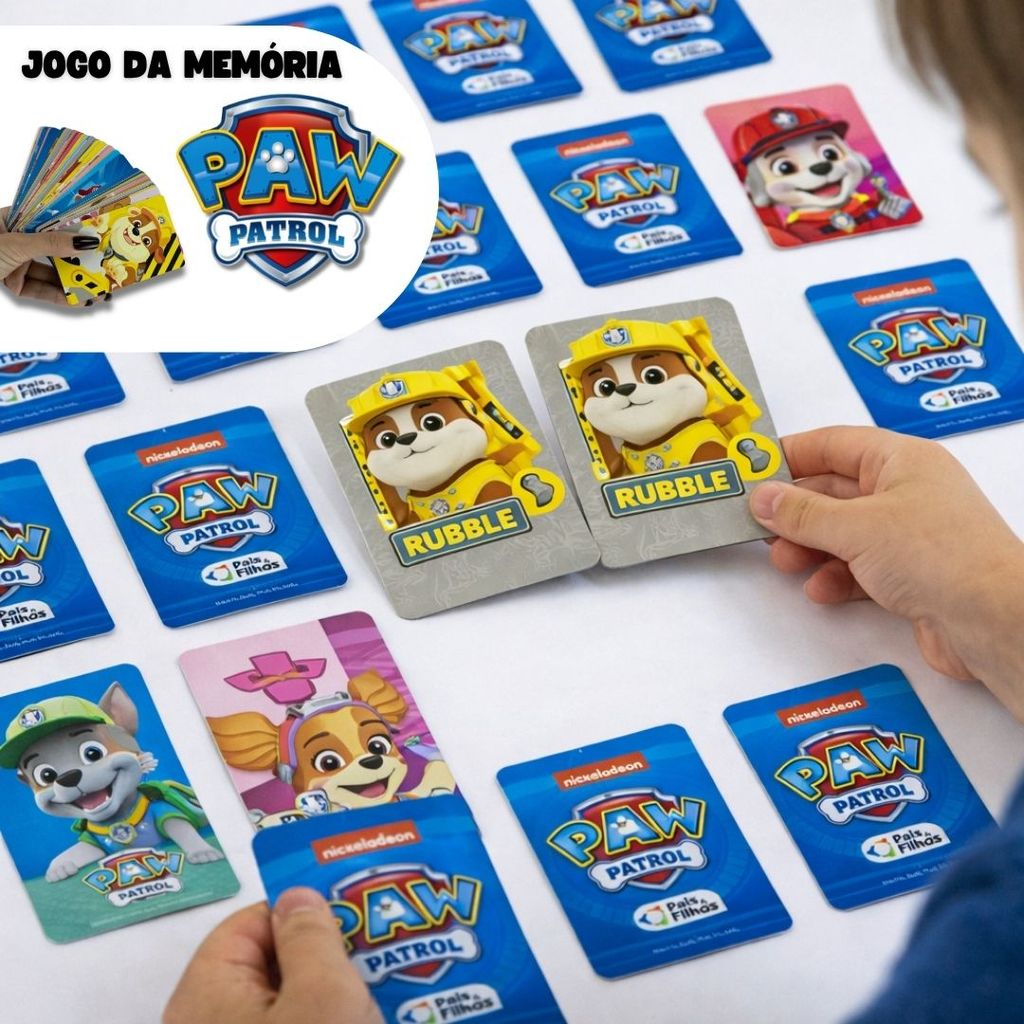 Jogo da Memória Infantil Jogo Patrulha Canina Oficial Jogos de Raciocínio Lógico Pais e Filhos