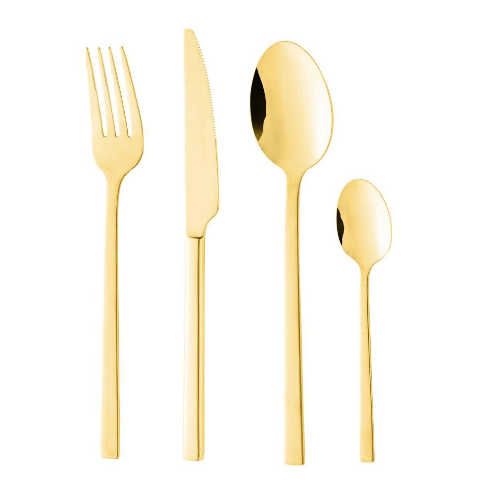 Faqueiro 24pcs Wolff Firenze de Aço Inox Dourado em Oferta na Shopee