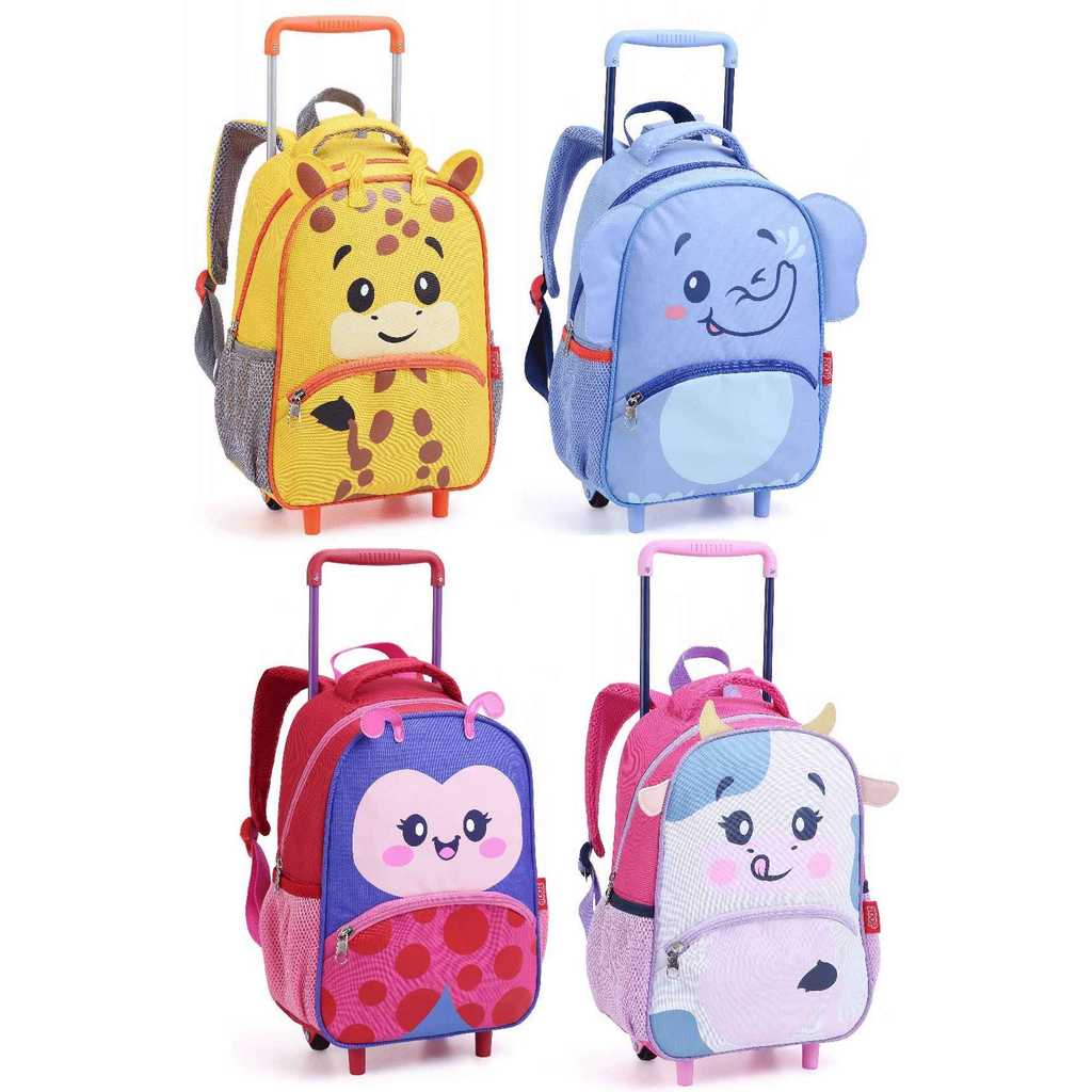 Mochila Infantil Escolar Rodinha 13"" Animal Zoop Kids Mochila Escolar Infantil Mochila para Creche
