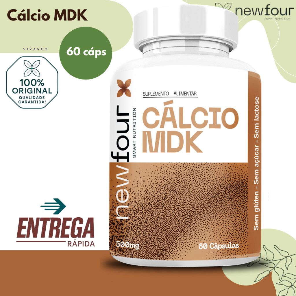 MDK Cálcio + Magnésio + Vitamina D3 2000UI + Vitamina K2 + Zinco - New Four