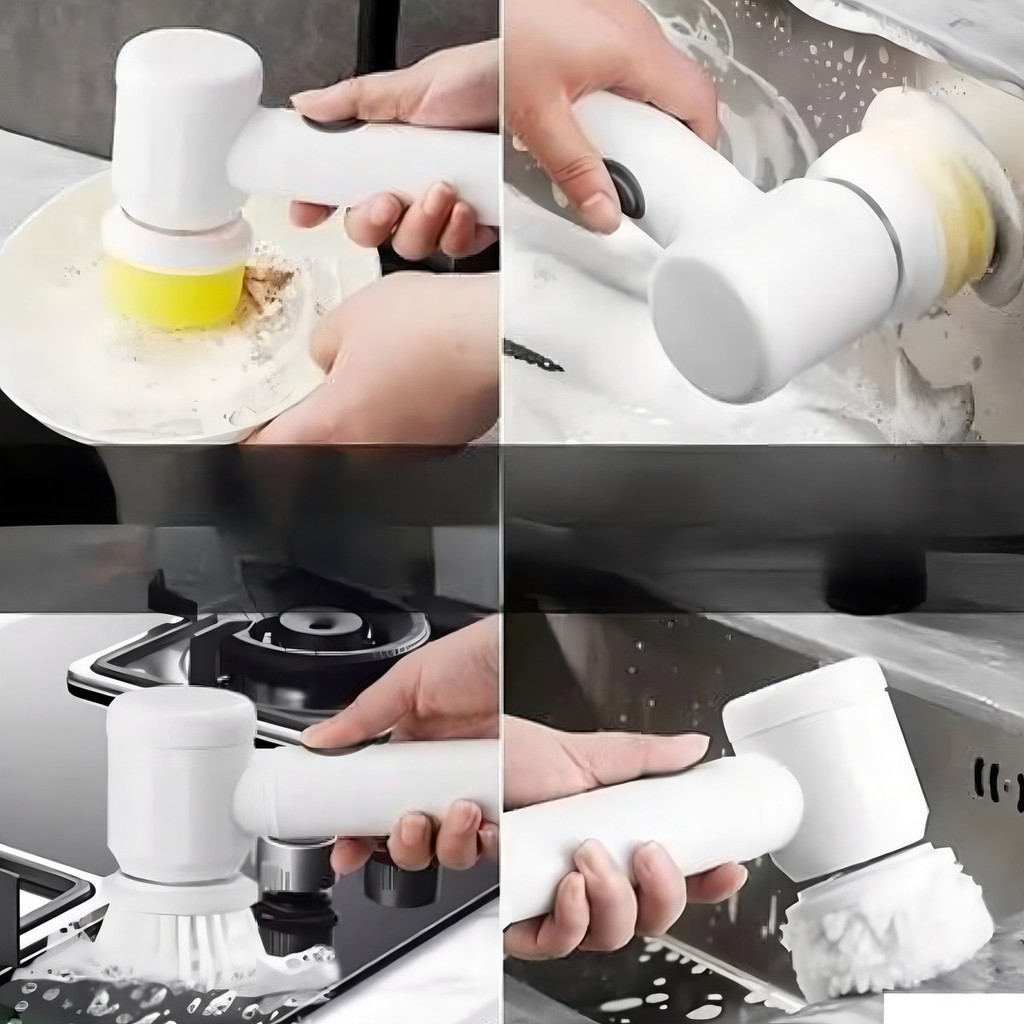 Escova Elétrica De Limpeza 5 Em 1 Multiuso Rotativa Recarregável USB