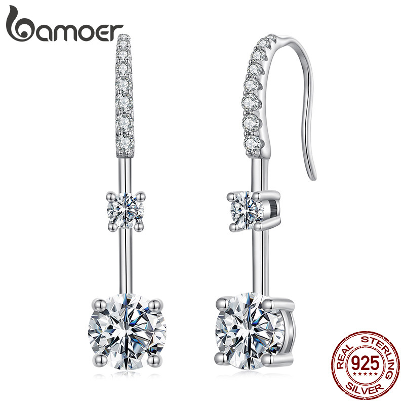 Brincos De Moissanite De Prata Esterlina 925 Bamoer , Joias Brilhantes E Vibrant