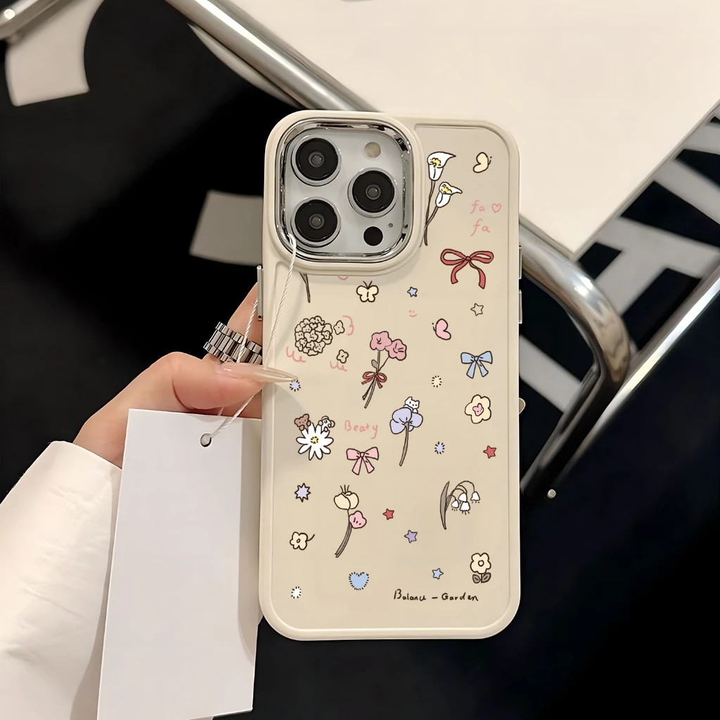 Capinha Capa de Anti queda Moldura de metal para fotos padrão floral IPHONE XR XS MAX 11 12 13 14 15 16 PRO MAX 16 PLUS