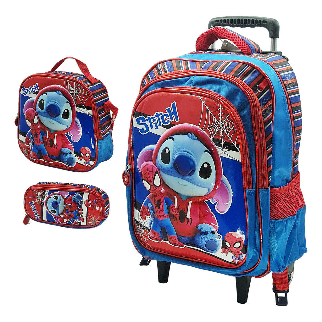 Mochila Infantil Rodinhas Lancheira Escolar Stitch Aranha em Oferta na Shopee