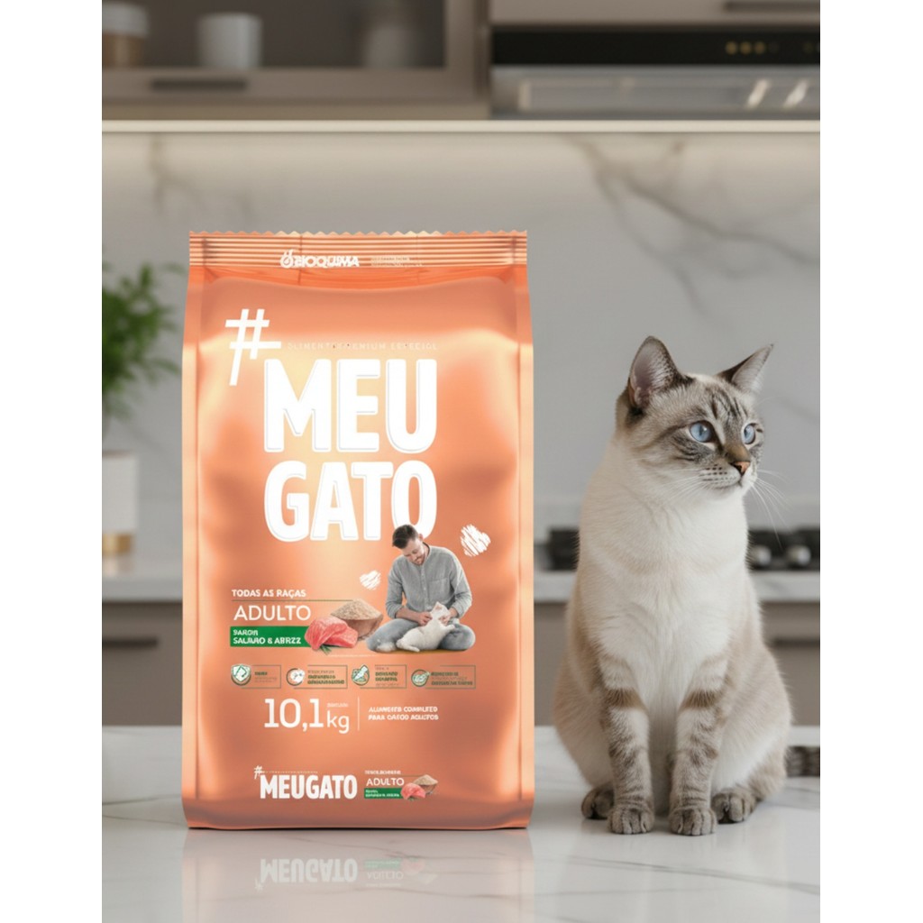 Ração Gato Adulto Premium MeuGato Salmão e Arroz 10,1kg Todas as Raças em Oferta na Shopee