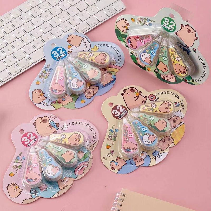kit 04 Fita Corretiva  Material Escolar Capybara (NO.9163) 8x4 - Papelaria Fofa