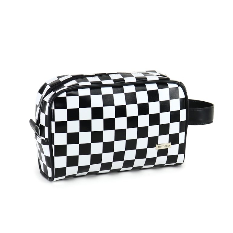 Necessaire Essential Pequena Xadrez Preto e Branco