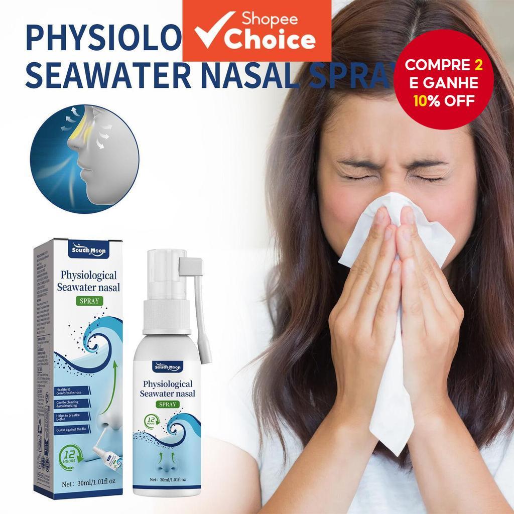 Spray Nasal 30ML para Alergias Sinusais, Água do Mar Fisiológica Salina, Ação Rápida, Spray Hidratante - 30ml em Oferta na Shopee