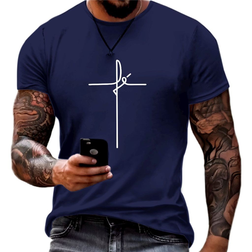 Camiseta Masculina Fé Evangélica Promoção 100% Camisa Algodão Dia a dia Casual Premium