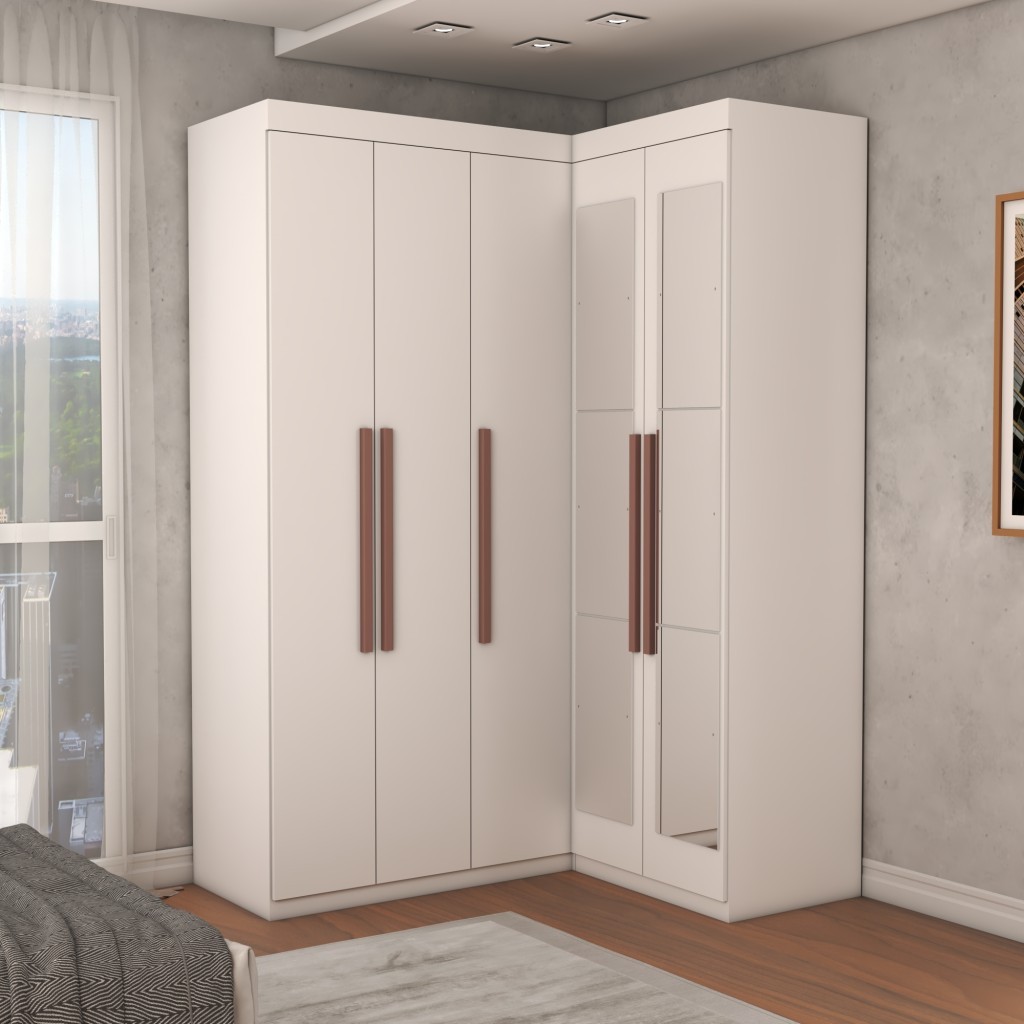 Guarda-Roupa Solteiro Modulado Odisseia 5 Portas 12 Prateleiras Com Espelho - Panorama Móveis