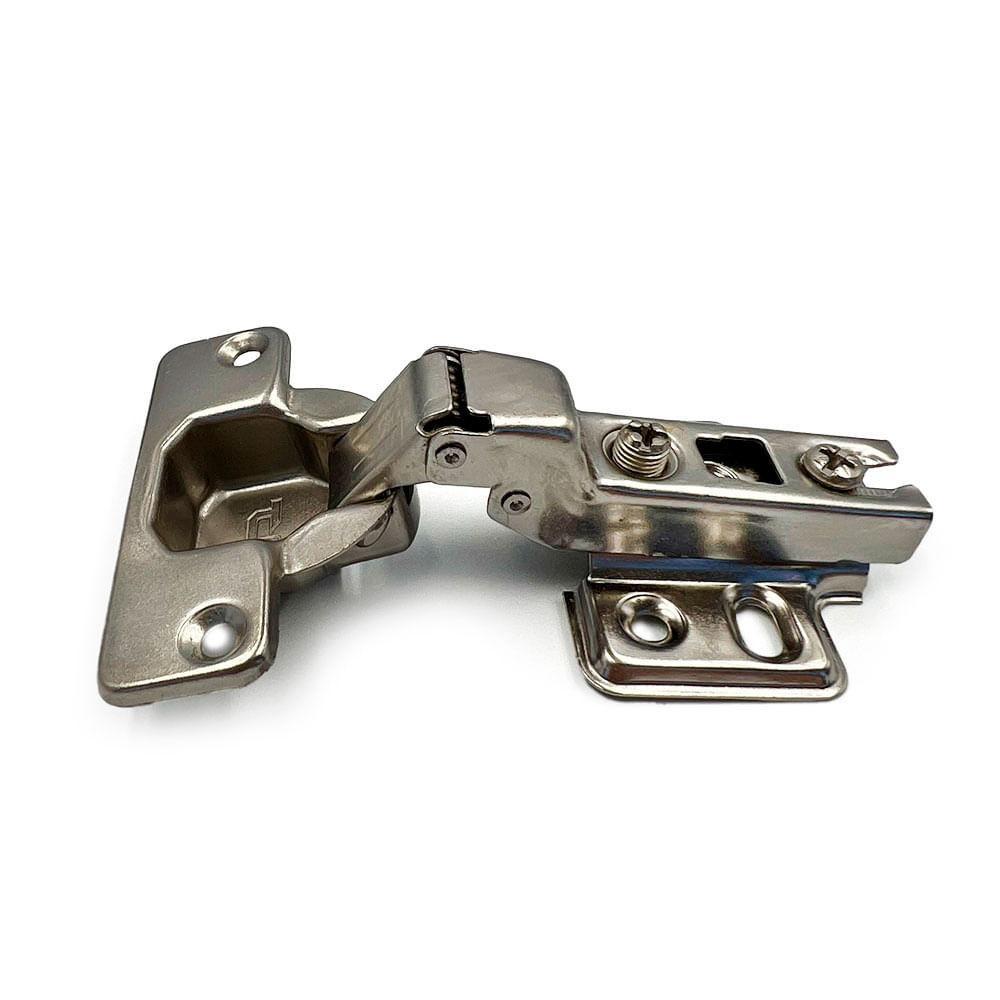 Kit de dobradiça Comum Reta Baixa 35mm TN com Calço – Aço Niquelado