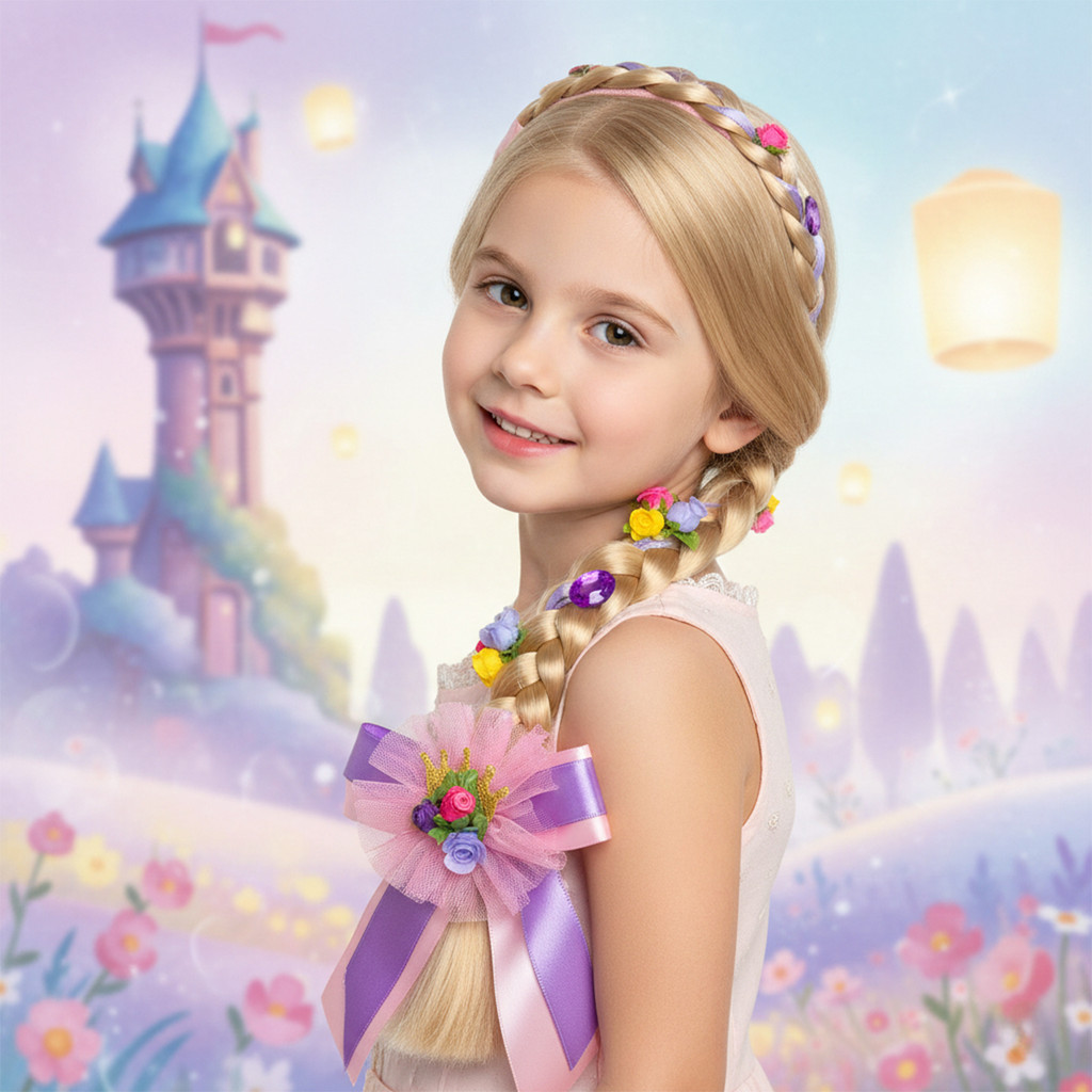 Trança Tiara Arco Princesa Rapunzel Luxo 70cm Enrolados Cabelo Envio Imediato