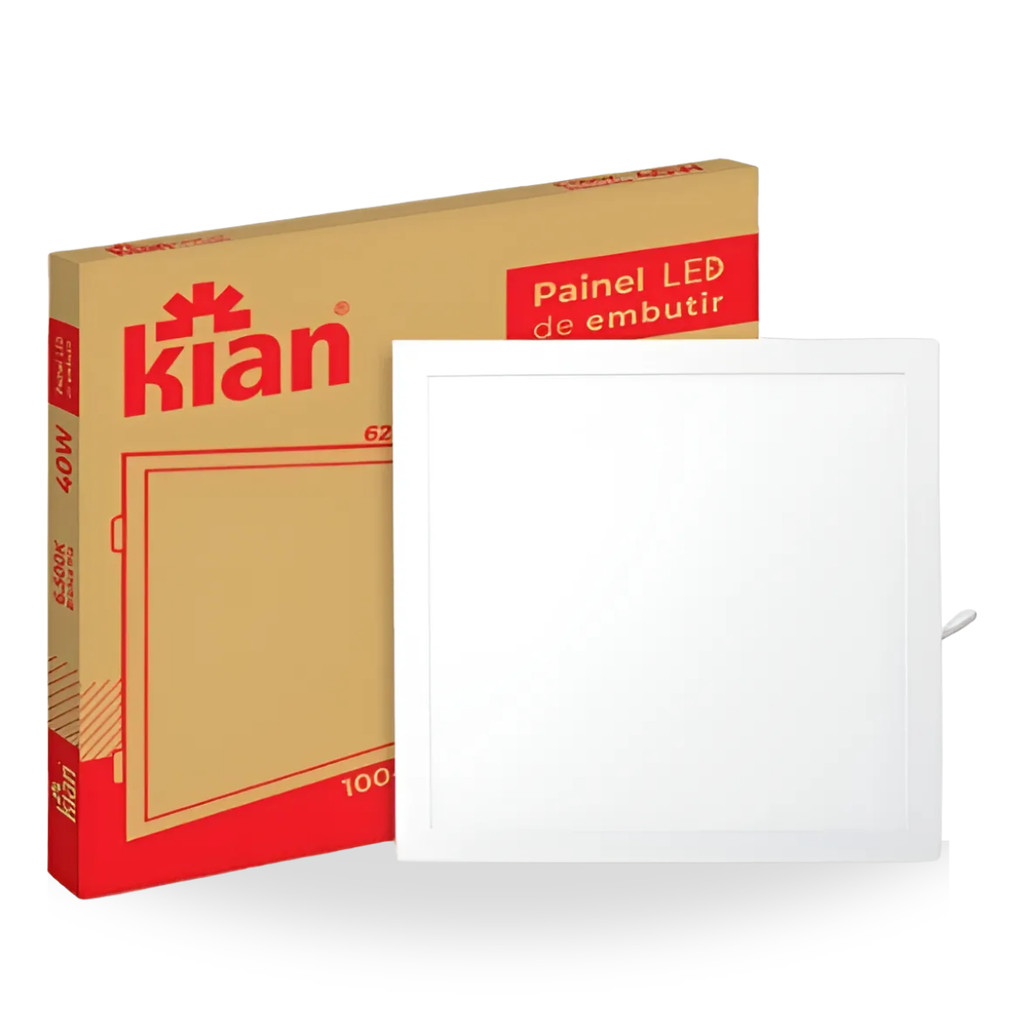 Kit 3 Plafon Painel 62x62cm Led 40W Luminaria Embutir Caixa alta bivolt 127v 220v Luz Branca Fria 6500k
