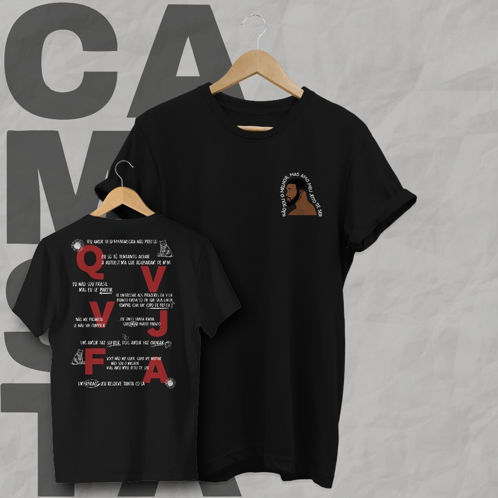 [Camiseta Premium em Algodão Puro]TT Camiseta Baco Exu do Blues - QVVJFA • Letras [ALGODÃO] Camisa Unissex. em Oferta na Shopee