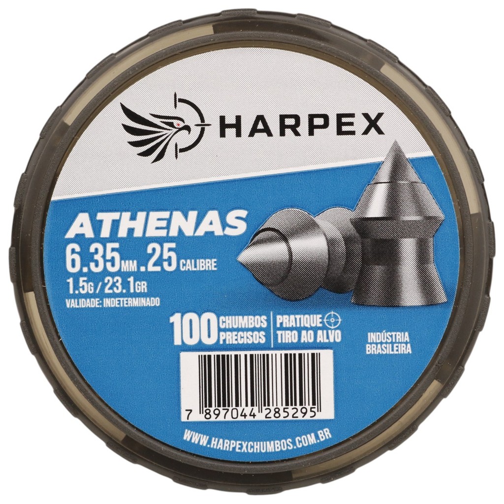 Chumbinho Harpex Athenas Precisão e Penetração 6.35mm (.25) - 100un em Oferta na Shopee