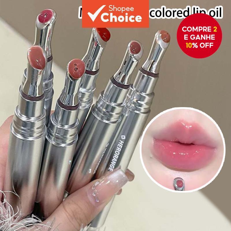  HERORANGE Brilho Labial Espelhado, Longa Duração e Pigmentado, Hidratante, Não Pegajoso e Formador de Filme, Cria em Oferta na Shopee