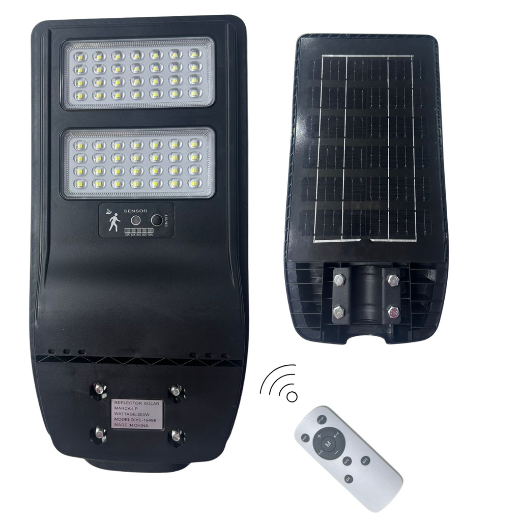 Luminária Led Pública Solar 200w LP Com Sensor Poste De Rua Prova D'água Ip67