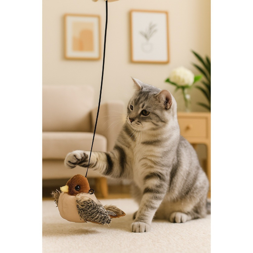 Brinquedo Passarinho Gato Elétrico – Asas Articuladas e Canto de Aves em Oferta na Shopee