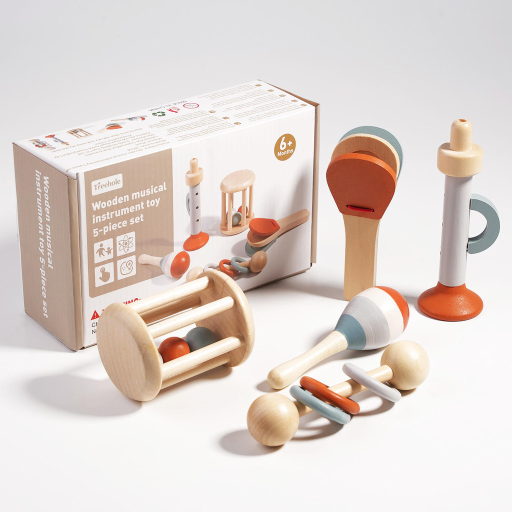 Conjunto de 6 peças De Instrumentos Musicais Infantil Madeira Orff - Percussão Educativo Bebê Brinquedos Educativos — imagem 2 de 2