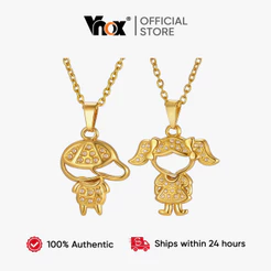 Vnox Menino Menina Pingente Colar De Zircônia Cúbica Para Mãe , Jóias Infantis De Aço Inoxidável Ouro 18K