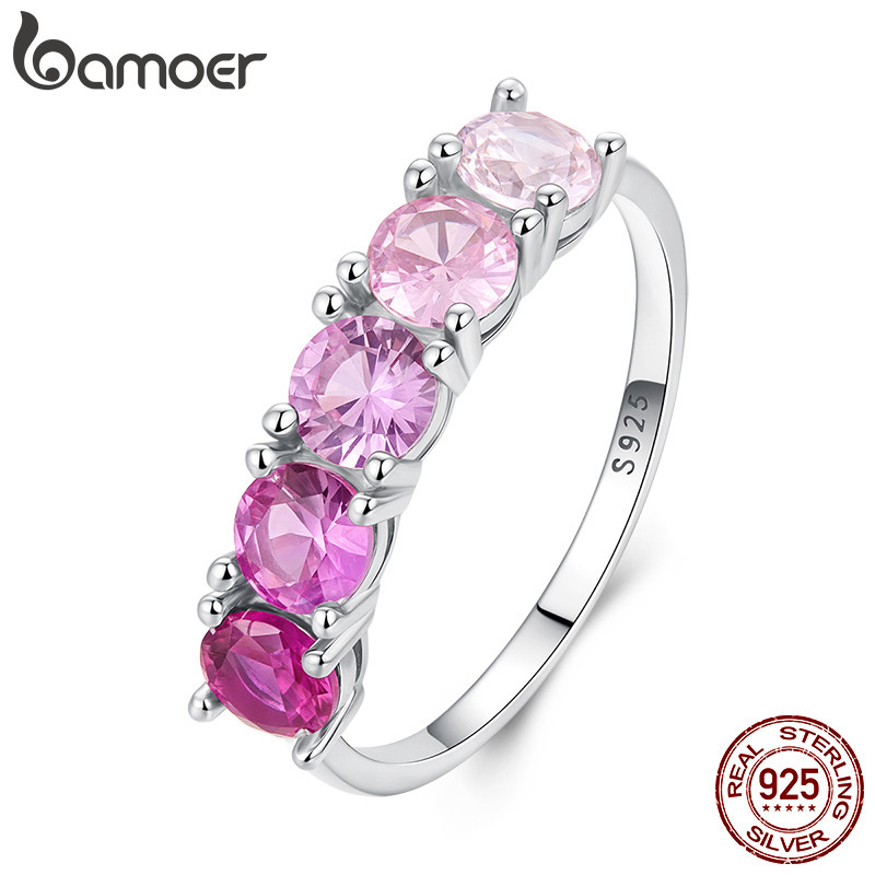 Anel De Prata Esterlina 925 Bamoer Gradiente Rosa Joias Da Moda Presentes Para Mulheres em Oferta na Shopee