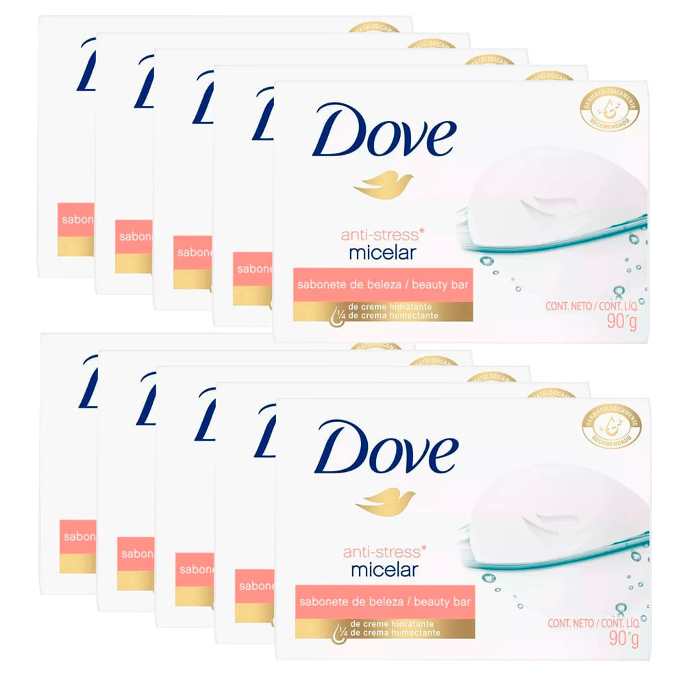 Kit Sabonete Em Barra Dove Micelar Anti-Stress 90g 10 Unidades em Oferta na Shopee